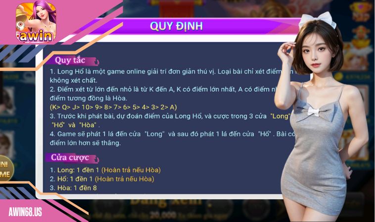 Luật chơi dễ hiểu giúp nhiều người vào Awin68 chơi Long Hổ